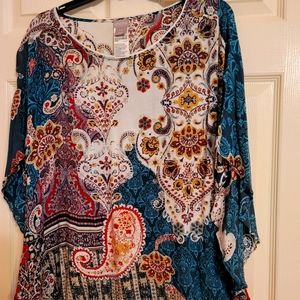 Chicos Size S/M Wing Sleeve Top